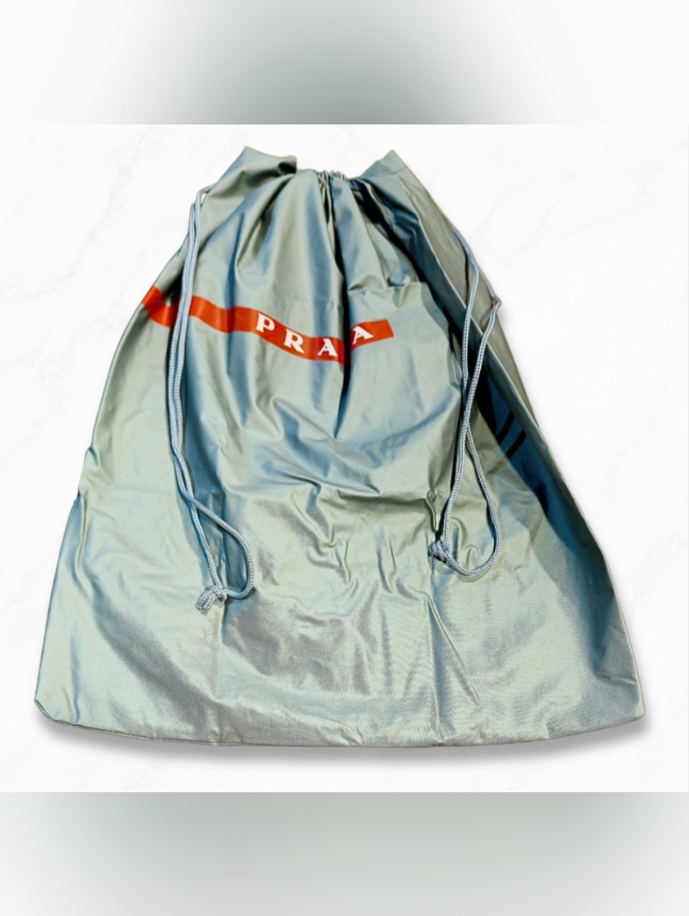 Prada Silver Medium Nylon Drawstring Dust Bag Handbag Storage Wallet Pouch